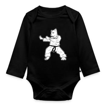 Karate Cat Self Defense - Organic Longsleeve Baby Bodysuit - black - Front
