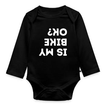 Est-ce que mon vélo va bien Vélo drôle - Body Bébé bio manches longues - noir - Devant