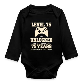 Level 75 Vintage Anniversaire Vintage Rétro - Body Bébé bio manches longues - noir - Devant