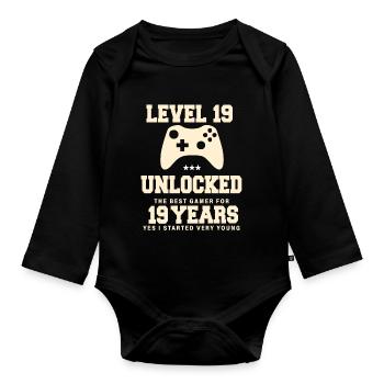 Level 19 Vintage Anniversaire Vintage Rétro - Body Bébé bio manches longues - noir - Devant
