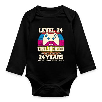 Original 2000 24 Years Old Level 24 Unlock - Organic Longsleeve Baby Bodysuit - black - Front