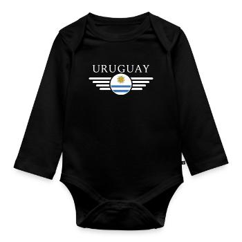 Ich liebe Uruguay, Eleganz Stil Design T-Shirt - Baby Bio-Langarm-Body - Schwarz - Vorne