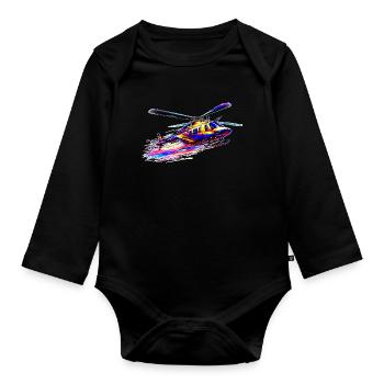 JetRanger Bell 206 - Éclaboussure de couleur - Body Bébé bio manches longues - noir - Devant