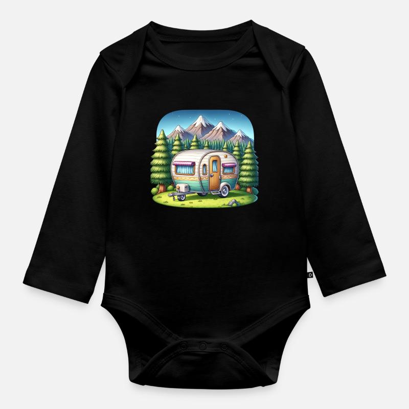 Camping camping-car caravane - Body Bébé bio manches longues - noir