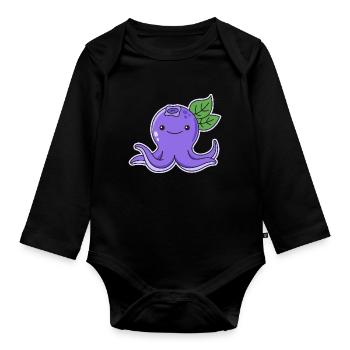 Conception de bleuet pieuvre pour les amateurs de kraken - Body Bébé bio manches longues - noir - Devant