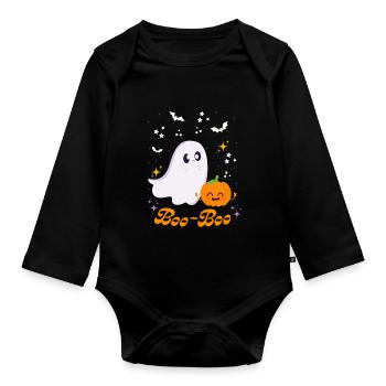 Süßer Geist & Kürbis - Baby Bio-Langarm-Body - Schwarz - Vorne