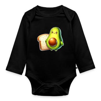 Toast à l’avocat - Body Bébé bio manches longues - noir - Devant