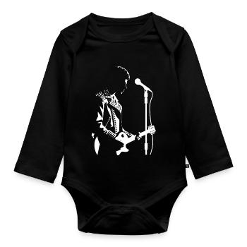 Musique rétro heavy metal Hard Rock Punk vinyle pop - Body Bébé bio manches longues - noir - Devant