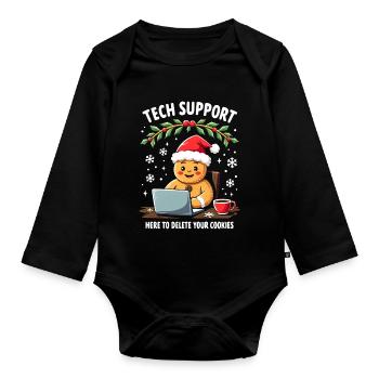 Tech Support, I'm here to delete your cookies - Organic Longsleeve Baby Bodysuit - black - Front