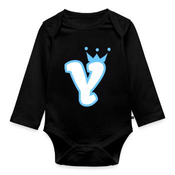 Monogramm Y Kleinkind Jungen Krone - Baby Bio-Langarm-Body - Schwarz - Vorne