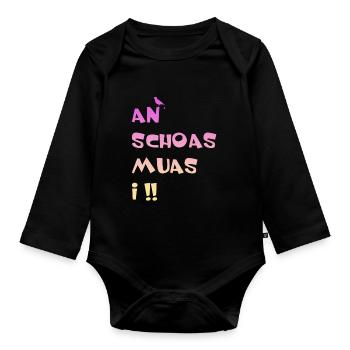 An Scheiss muas i. An Schoas muas i - Baby Bio-Langarm-Body - Schwarz - Vorne