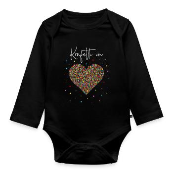 Konfetti im Herzen - Baby Bio-Langarm-Body - Schwarz - Vorne