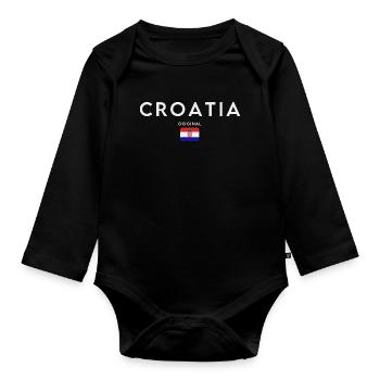 Drapeau croate, fierté croate - Body Bébé bio manches longues - noir - Devant