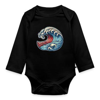 Wave - Organic Longsleeve Baby Bodysuit - black - Front
