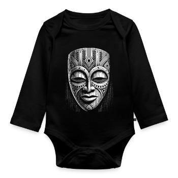 Maske - Baby Bio-Langarm-Body - Schwarz - Vorne