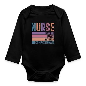Nurse - Baby Bio-Langarm-Body - Schwarz - Vorne