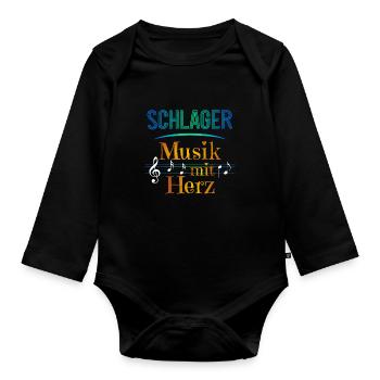 Schlager Musik mit Herz - Baby Bio-Langarm-Body - Schwarz - Vorne