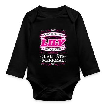 Qualitätsmerkmal Lily einfach Erstklassig - Baby Bio-Langarm-Body - Schwarz - Vorne