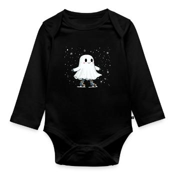 Geist auf Schlittschuhe - Baby Bio-Langarm-Body - Schwarz - Vorne