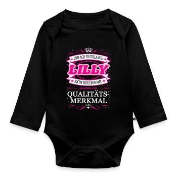 Qualitätsmerkmal Lily einfach Erstklassig - Baby Bio-Langarm-Body - Schwarz - Vorne