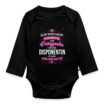 Not just being a dispatcher and princess - Organic Longsleeve Baby Bodysuit - black - Front