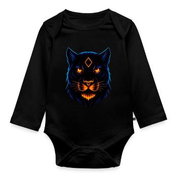 Neon Proud Panther Wild Luminescent - Organic Longsleeve Baby Bodysuit - black - Front