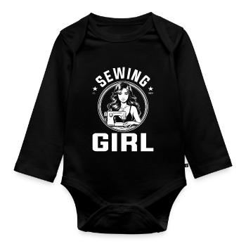Seamstress Design – Fille couturière avec style - Body Bébé bio manches longues - noir - Devant