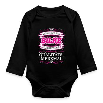 Qualitätsmerkmal Silke einfach Erstklassig - Baby Bio-Langarm-Body - Schwarz - Vorne