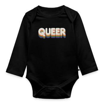 Queer - Cool Pride Logo - Baby Bio-Langarm-Body - Schwarz - Vorne