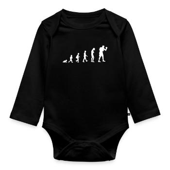 Evolution vom Baby zum Boxer - Baby Bio-Langarm-Body - Schwarz - Vorne