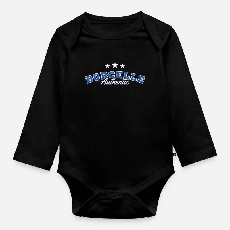 Borcelle Authentic College Script - Organic Longsleeve Baby Bodysuit - black