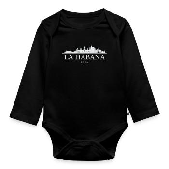 La silhouette de La Havane, La Havane, Cuba - Body Bébé bio manches longues - noir - Devant