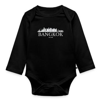 Bangkok Skyline, Bangkok Thailand - Baby Bio-Langarm-Body - Schwarz - Vorne