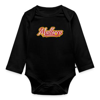 Mallorca Schrift - Baby Bio-Langarm-Body - Schwarz - Vorne