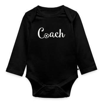 Coach Football Font Logo - Organic Longsleeve Baby Bodysuit - black - Front