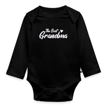 Beste Oma Herzdesign - Baby Bio-Langarm-Body - Schwarz - Vorne