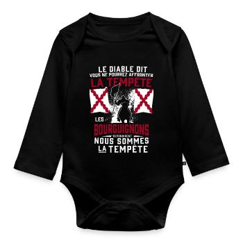 Tempête Bourguignons - Body Bébé bio manches longues - noir - Devant