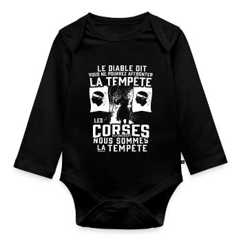 Tempête Corses - Body Bébé bio manches longues - noir - Devant