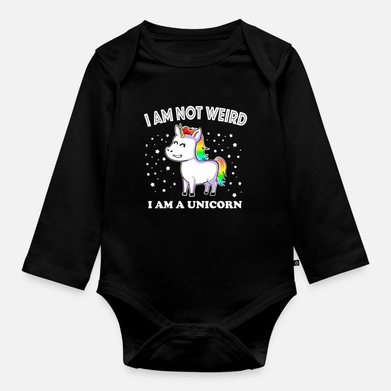 Je ne suis pas bizarre UNICORN licorne - Body Bébé bio manches longues - noir