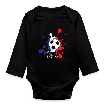Football - France Coupe du Monde Coupe du Monde WC - Body Bébé bio manches longues - noir - Devant