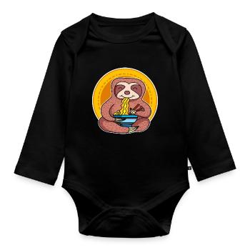 Ramen Life Motif Sloth Motif Chemise Ramen Noodle - Body Bébé bio manches longues - noir - Devant