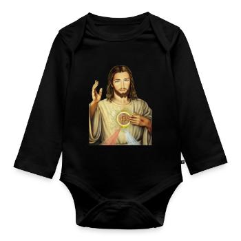 Bitcoin Jesus - Baby Bio-Langarm-Body - Schwarz - Vorne
