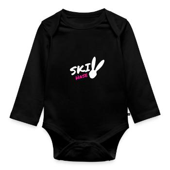 Vacances d'hiver ski cadeau montagne sport noel - Body Bébé bio manches longues - noir - Devant
