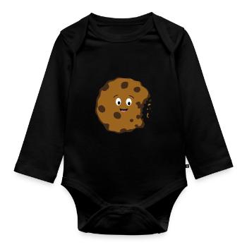 Lustiger Cookie Keks Nikolaus Weihnachten Geschenk - Baby Bio-Langarm-Body - Schwarz - Vorne