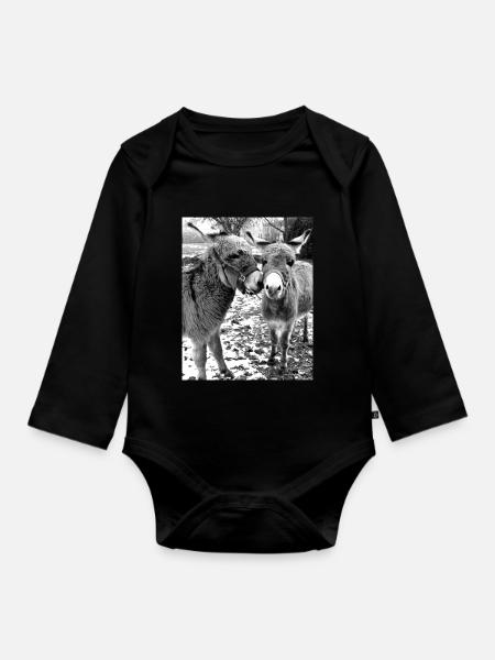 Zwei Esel - Baby Bio-Langarm-Body - Schwarz