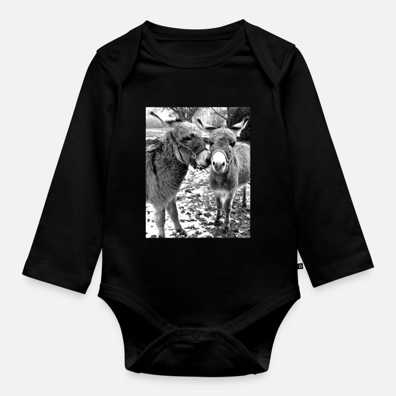 Zwei Esel - Baby Bio-Langarm-Body - Schwarz