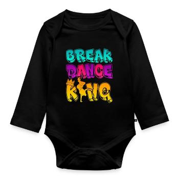 Breakdance King - B-Boy Sohn Junge Geschenk - Baby Bio-Langarm-Body - Schwarz - Vorne