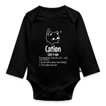 Kation Chemiker Physiker Lustig Geschenk Katze - Baby Bio-Langarm-Body - Schwarz - Vorne