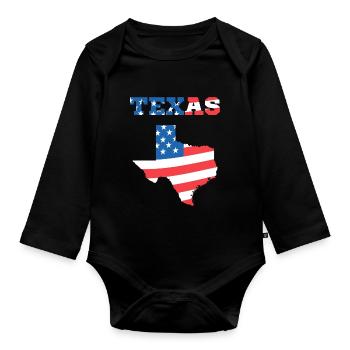 Texas USA Flagge Fahne - Baby Bio-Langarm-Body - Schwarz - Vorne