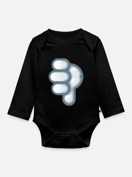 Smiley Hand Signal Down - Baby Bio-Langarm-Body - Schwarz